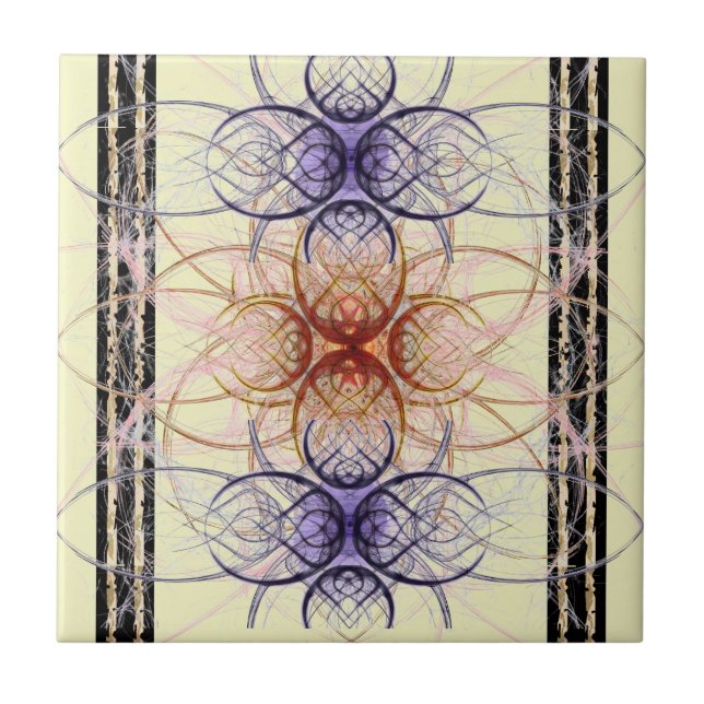 Abstrakt spindel mönster i lila och rött kakelplatta (Framsidan)