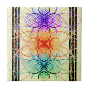 Abstrakt spindel mönster i lila och rött kakelplatta