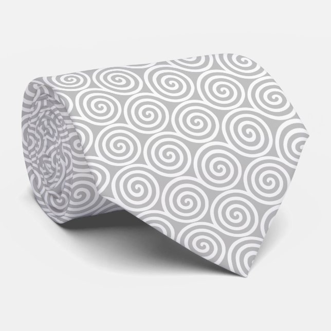 Abstrakt Spiral Circles in Silver Grått & White Slips (Rullad)