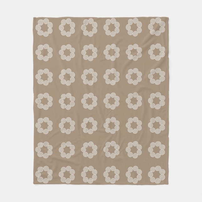 Abstrakt spiral cirkelmönster på lyckosam beige fleecefilt (Framsidan)
