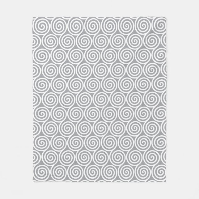 Abstrakt Spiral-cirklar på Quick Silver Grått Fleecefilt (Framsidan)
