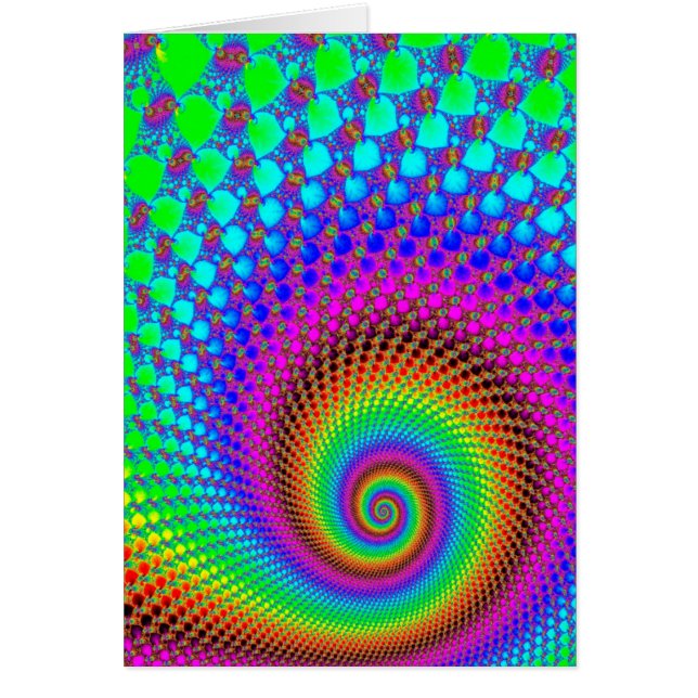 Abstrakt Spiral Fractal Hälsningskort (Framsidan)