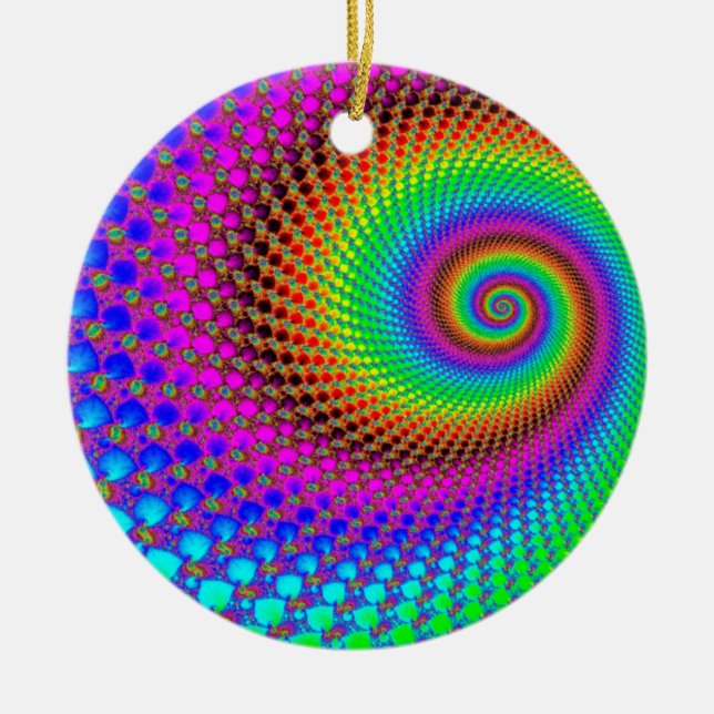 Abstrakt Spiral Fractal Julgransprydnad Keramik (Framsidan)