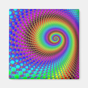 Abstrakt Spiral Fractal - nyare färgad Magnet