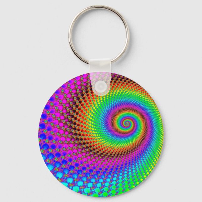 Abstrakt Spiral Fractal Nyckelring (Framsida)