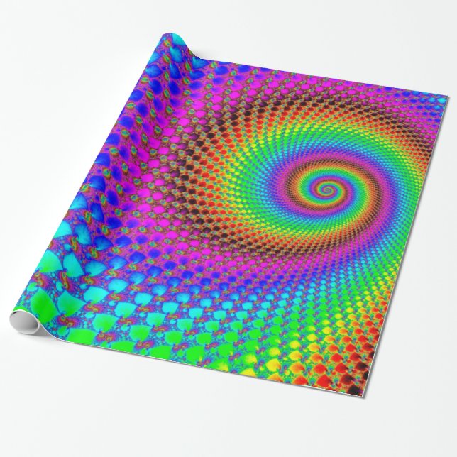 Abstrakt Spiral Fractal Presentpapper (Utrullad)