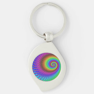 Abstrakt Spiral Fractal Swirl Silverfärgad Nyckelring