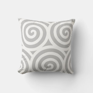 Abstrakt spiral geometrisk form i grått och vitt kudde