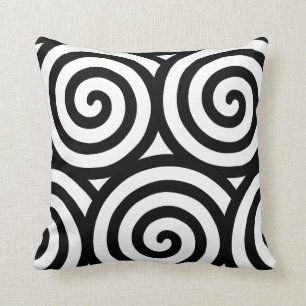Abstrakt spiral geometrisk form i svart och vitt kudde