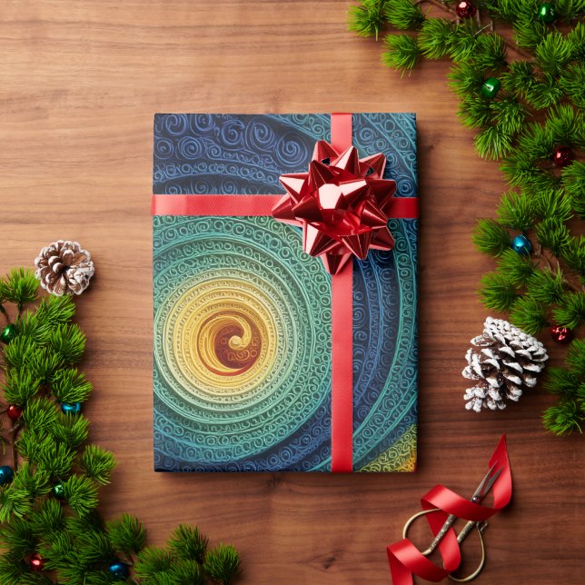 Abstrakt Spiral Mönster Färgrik 3D Virvel Struktur Presentpapper (Julgåva)