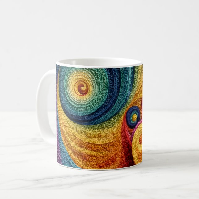 Abstrakt Spiral Mönster Färgrik 3D Virvel Textur Kaffemugg (Framsida vänster)