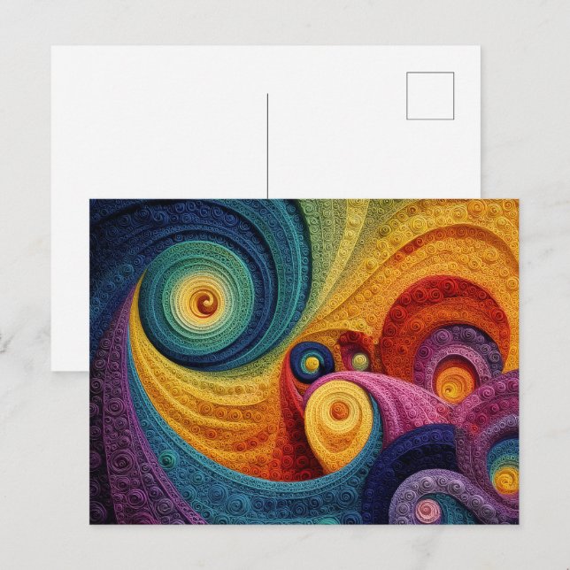 Abstrakt spiralformad färgrik 3D-virvelstruktur Vykort (Fram/baksida)