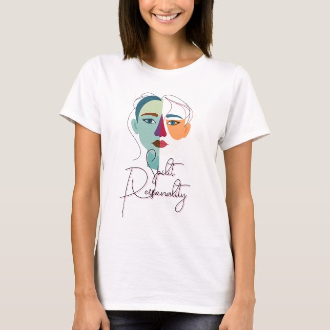 Abstrakt Split Ansikte Porträtt T Shirt (Framsida)