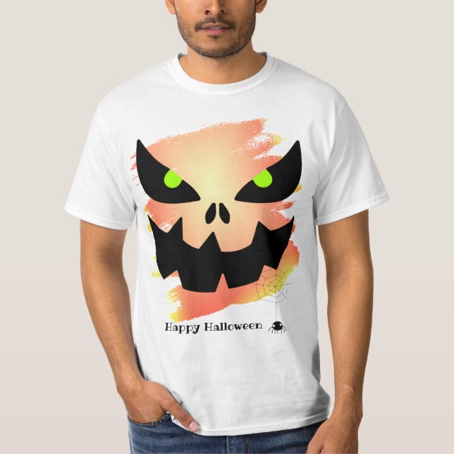 Abstrakt Spooky Jack o'Lantern Ansikte Halloween T Shirt (Framsida)