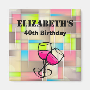 Abstrakt Squares Geometric Mönster Birthday Magnet