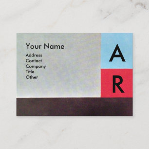 ABSTRAKT SQUARES MONOGRAM, rödblått grått brun Visitkort