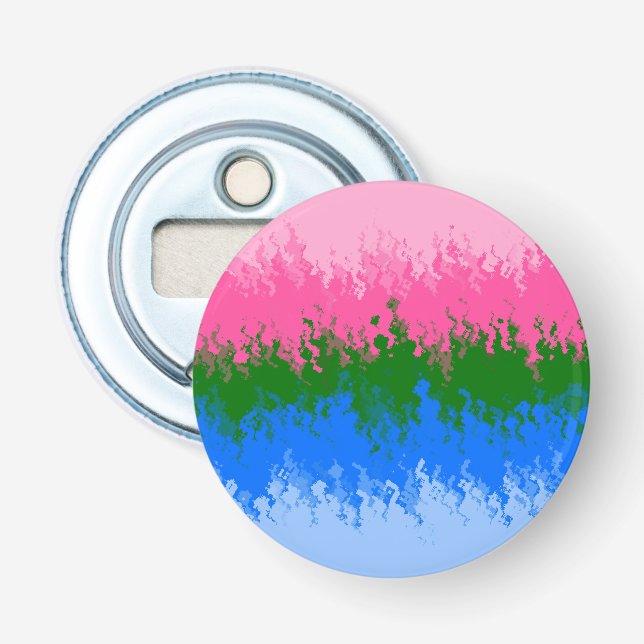 Abstrakt Squiggly Trippy Omniromantisk Prideflagga Flasköppnare (Framsidan)
