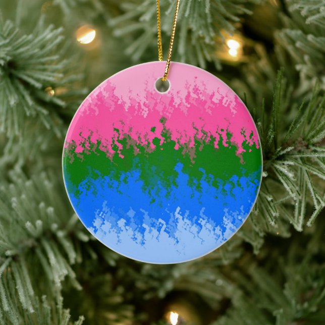 Abstrakt Squiggly Trippy Omniromantisk Prideflagga Julgransprydnad Keramik (Träd)