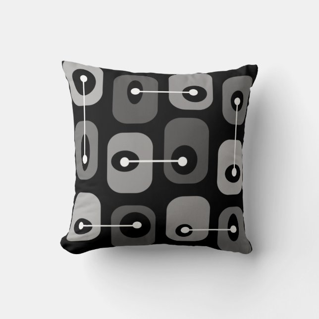 Abstrakt Squishy Cubes Black Silver Kudde (Framsida)