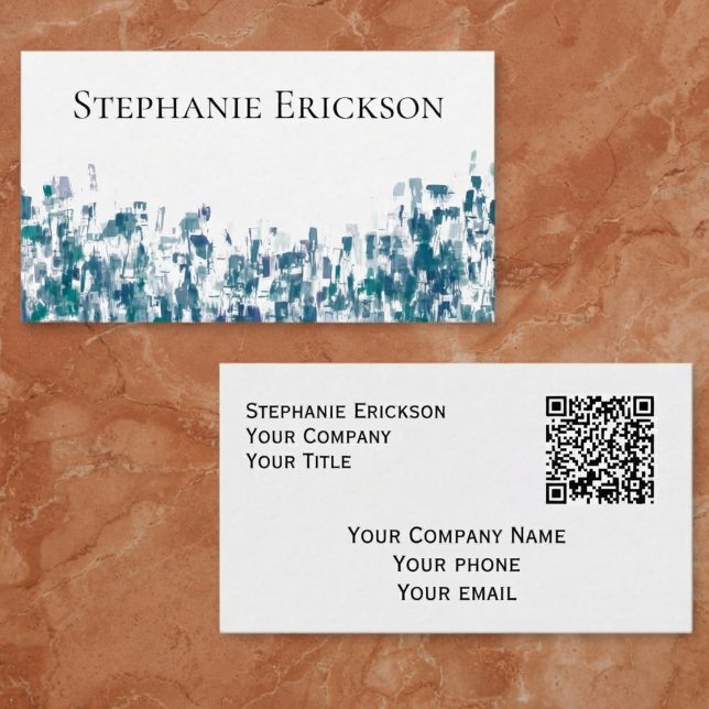 Abstrakt Stadsmiljö i Levande Teal Visitkort (Abstract vibrant cityscape business card for professionals at networking events)