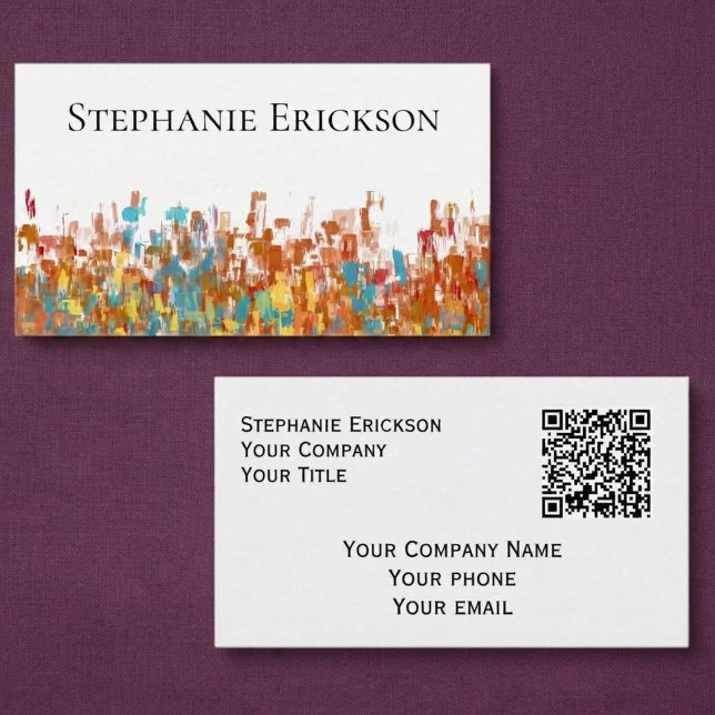 Abstrakt Stadsmiljö i Levande Teal Visitkort (Abstract vibrant cityscape business card for professionals at networking events)