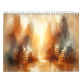 Abstrakt Stadsscen 12 Månaders Kalender