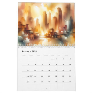 Abstrakt Stadsscen 12 Månaders Kalender