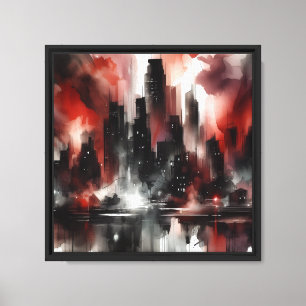 Abstrakt Stadsscen Canvas Konsttryck