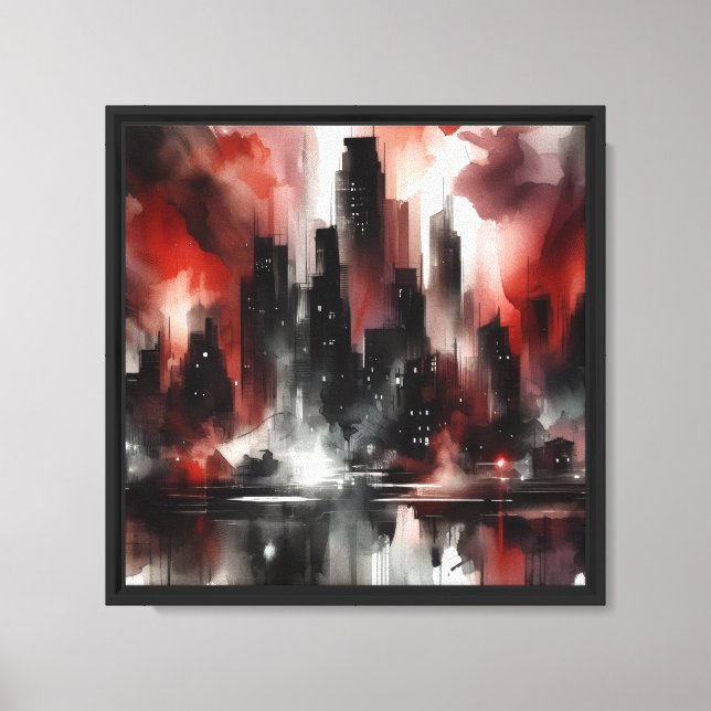 Abstrakt Stadsscen Canvas Konsttryck (Framsida)