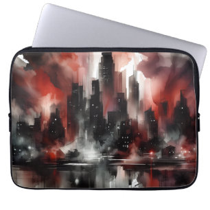 Abstrakt Stadsscen Canvas Konsttryck Laptop Fodral