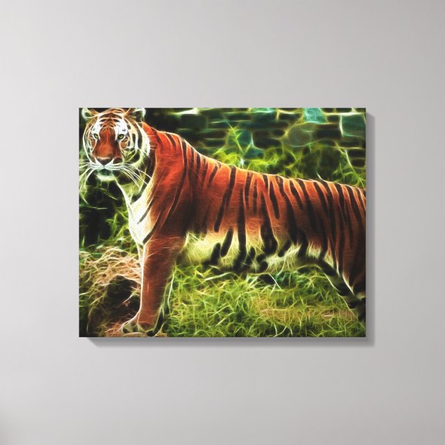 Abstrakt Stående tiger Wrapped Canvas (Framsida)