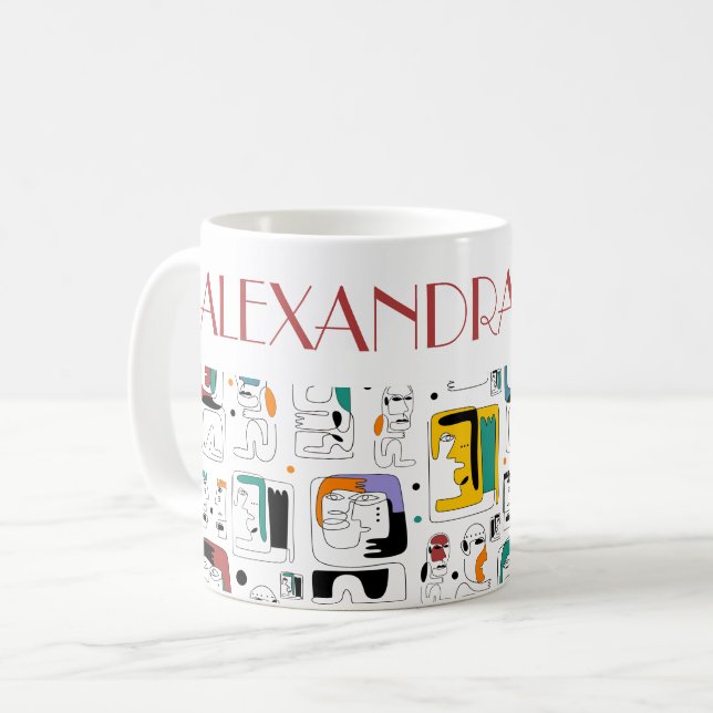 Abstrakt, stam, får det gamla ansikte mönster 1 kaffemugg (Framsida vänster)