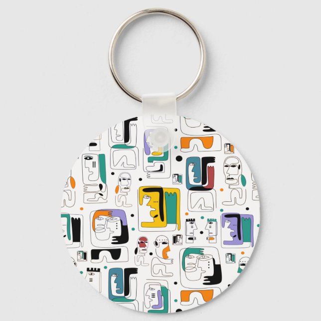 Abstrakt, stam, får det gamla ansikte mönster 1 nyckelring (Framsida)