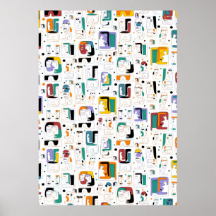 Abstrakt, stam, får det gamla ansikte mönster 1 poster