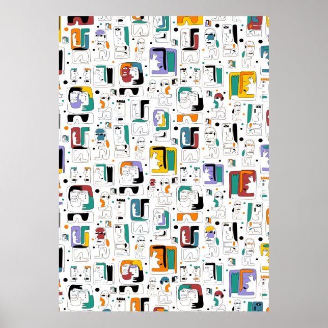 Abstrakt, stam, får det gamla ansikte mönster 1 poster (Framsidan)