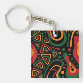 Abstrakt Stamformsmönster i Rött, Guld, Grönt