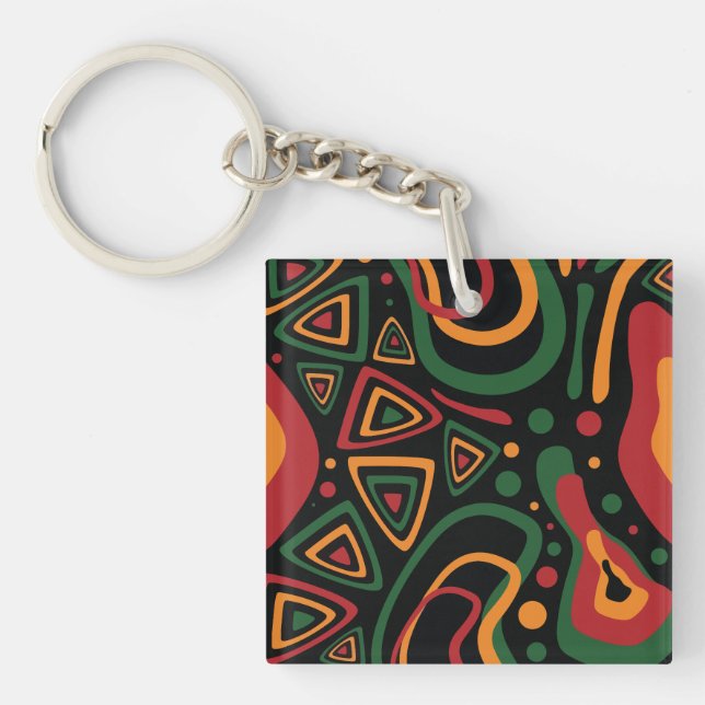 Abstrakt Stamformsmönster i Rött, Guld, Grönt (Framsidan)