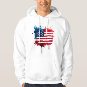 Abstrakt Stänk Amerikanska Flagga Hoodie