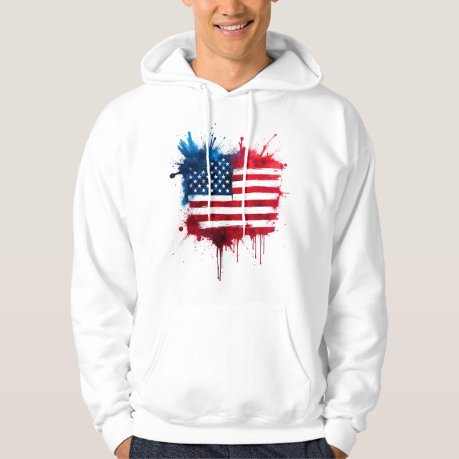 Abstrakt Stänk Amerikanska Flagga Hoodie (Framsida)