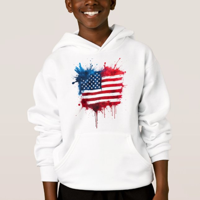 Abstrakt Stänk Amerikanska Flagga T Shirt (Framsida)
