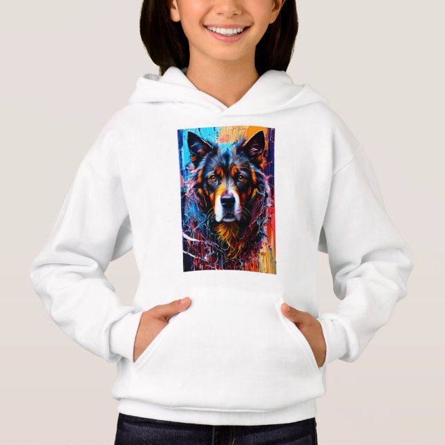 Abstrakt stänk färg hund t shirt (Framsida)