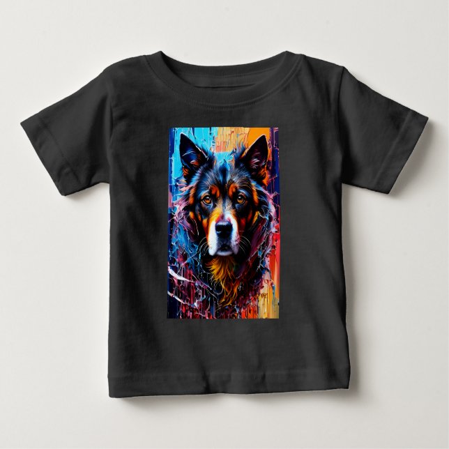 Abstrakt stänk färg hund t shirt (Framsida)