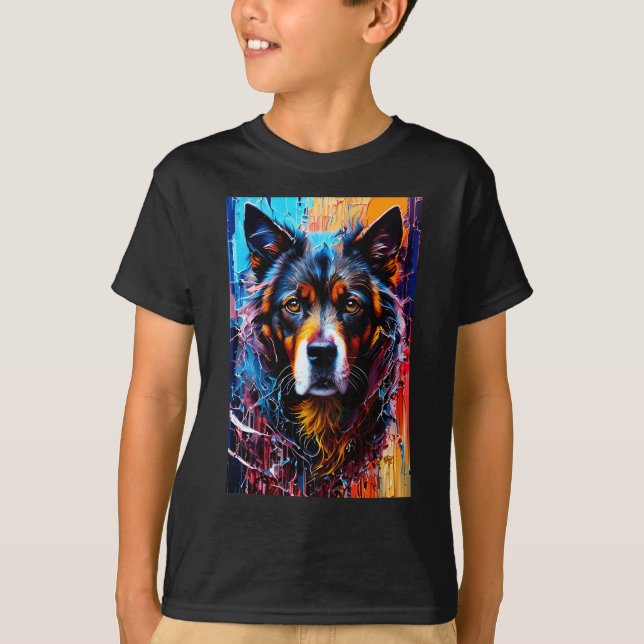 Abstrakt stänk färg hund t shirt (Framsida)
