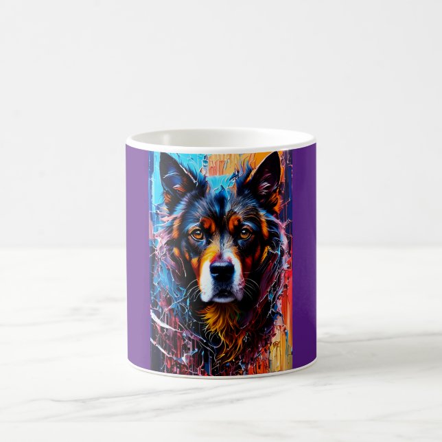 Abstrakt stänkfärg hund kaffemugg (Center)
