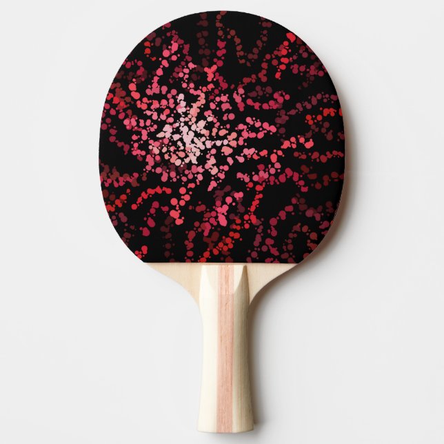 Abstrakt stänkprickar av rosa och röda mönster pingisracket (Framsidan)