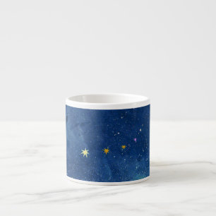 Abstrakt Starry Himlar Watercolor Nebula Galaxy Espressomugg