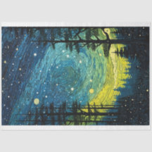 Abstrakt Starry Night Forest Decoupage Papper