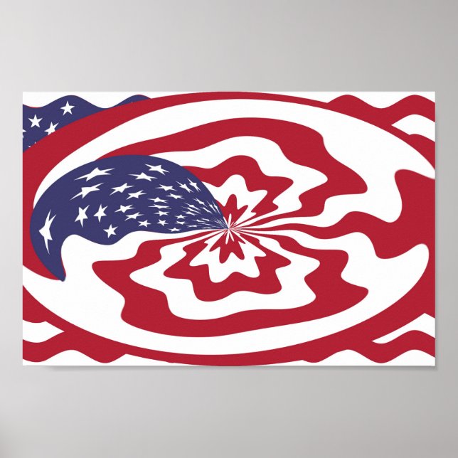 Abstrakt Stars och stripes American Patriotic Art Poster (Framsidan)
