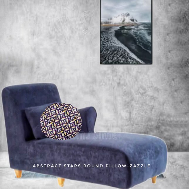 Abstrakt Stars Rund Kudde (Skapare uppladdad)