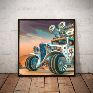 Abstrakt Steampunk Hot rod Poster